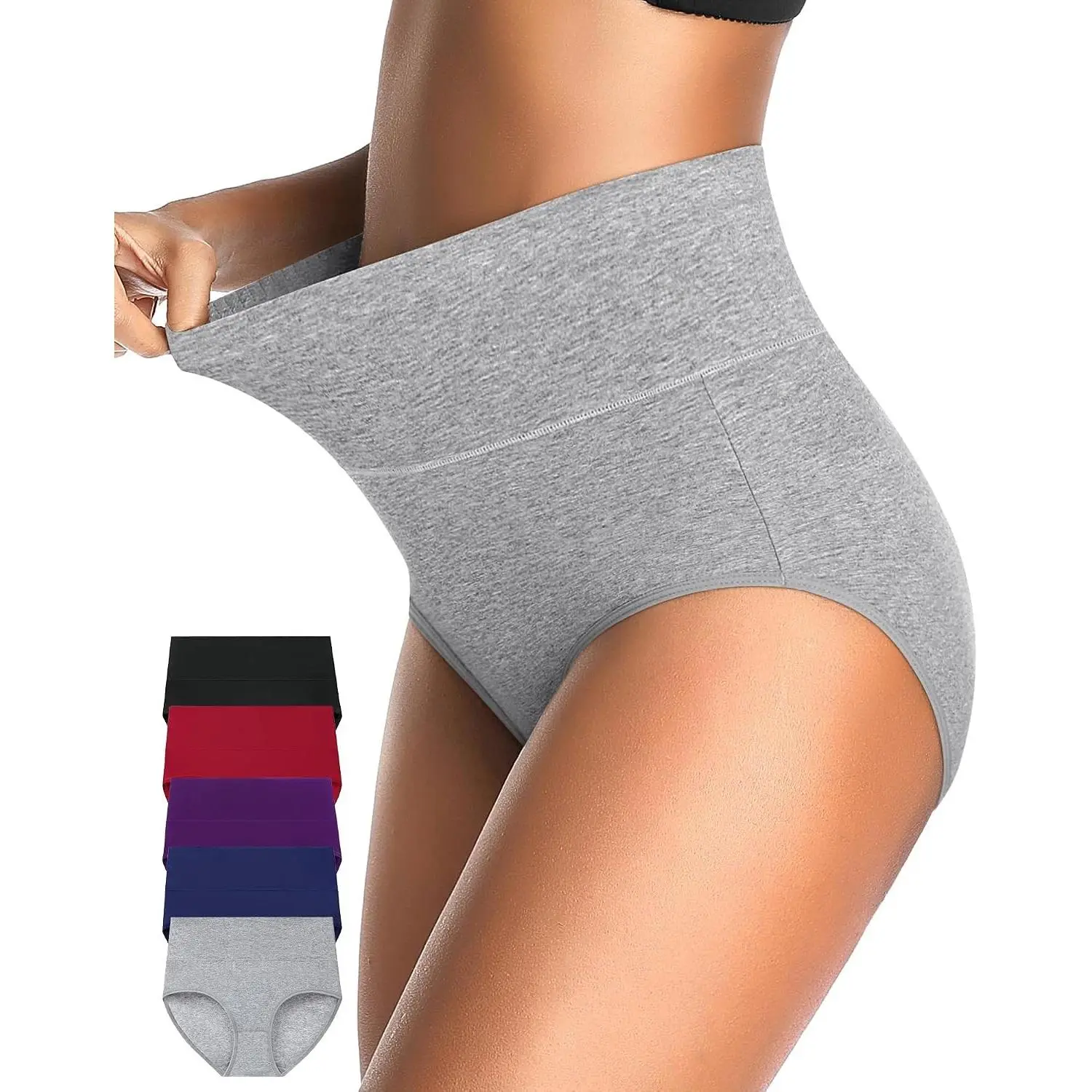 Women's High Waisted Tummy Control Cotton Underwear Full Coverage Postpartum Briefs Stretch PantiesGift