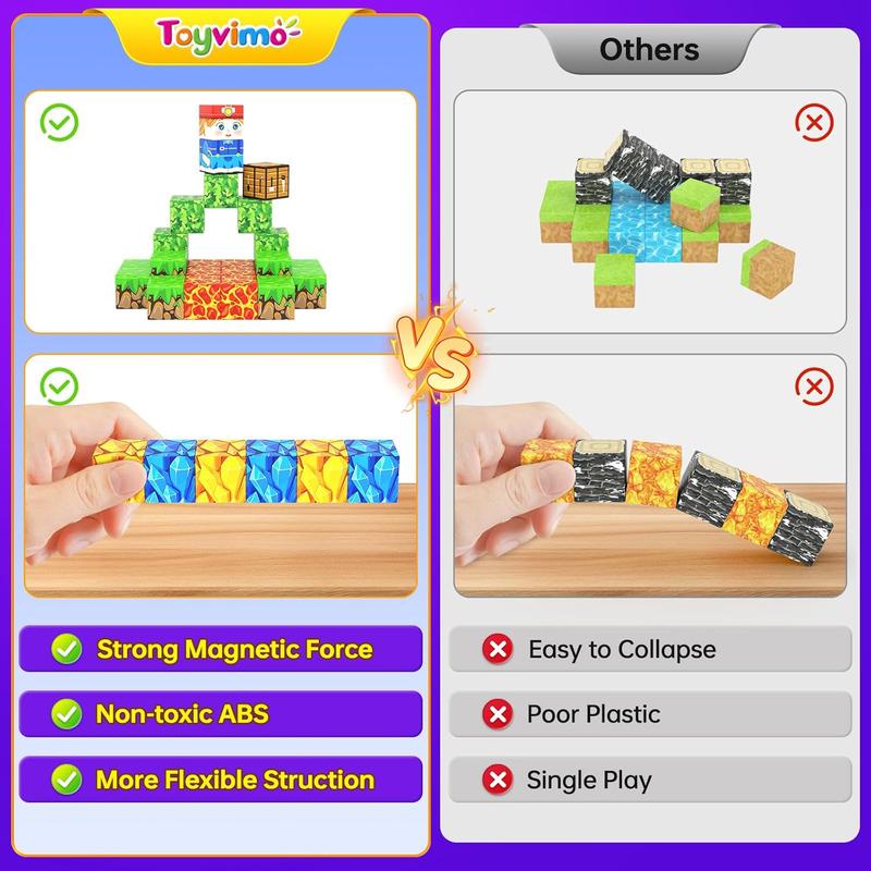 100PCS-Magnetic Building Blocks with Storage Bag STEM Montessori Toys Gift Build Mine Magnet World Classroom Must Haves