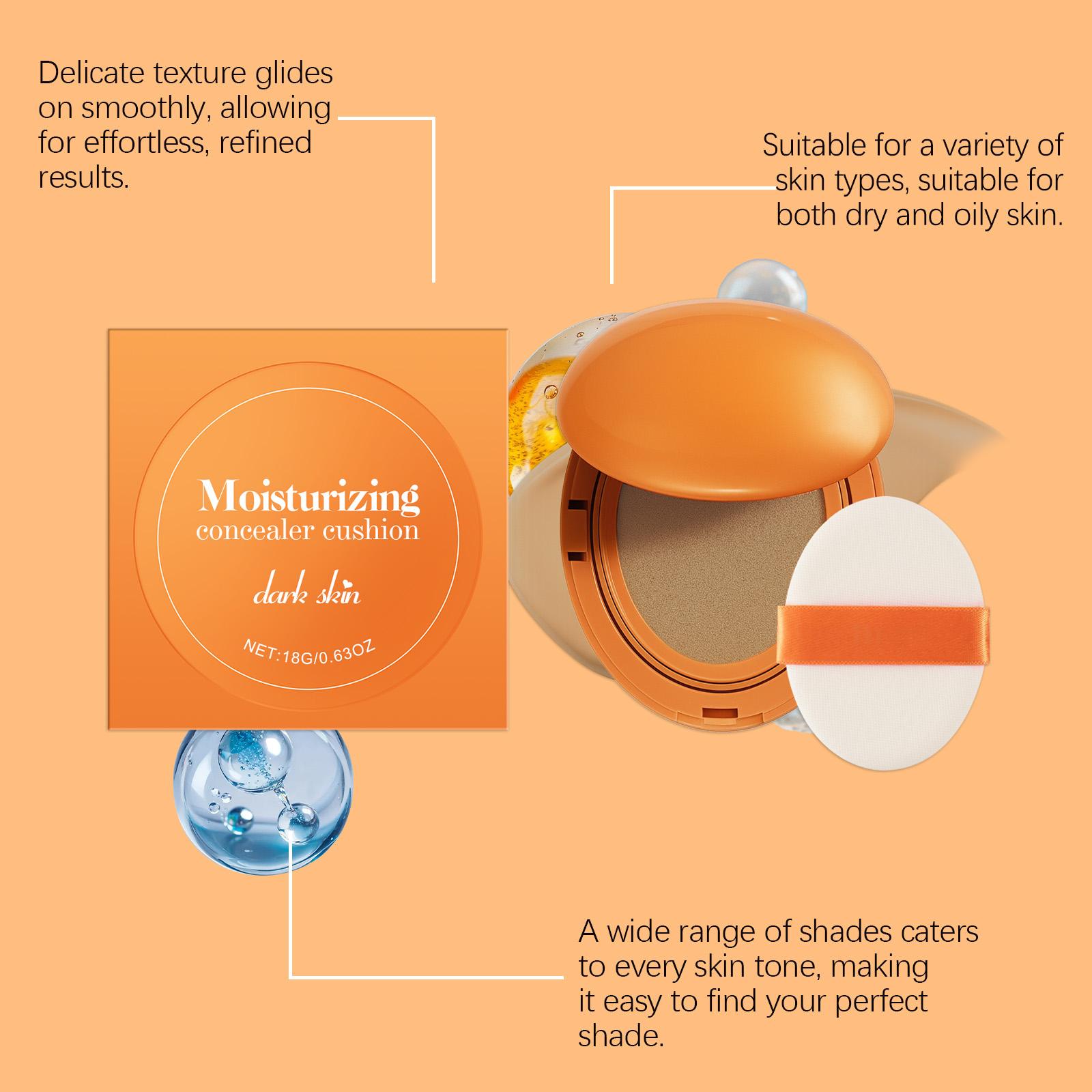 Moisturizing Concealer Cushion (Dark Skin Tone) Light And Transparent Makeup Natural And Smooth Base Makeup Velvet Texture Moisturizing Concealer Cushion