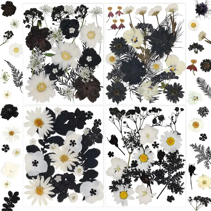 94 Pcs Black Pressed Dried Flowers for Resin Molds, Real Natural Flowers Leave for DIY Crafts, Jewelry, Candle, Soap Making Gifts