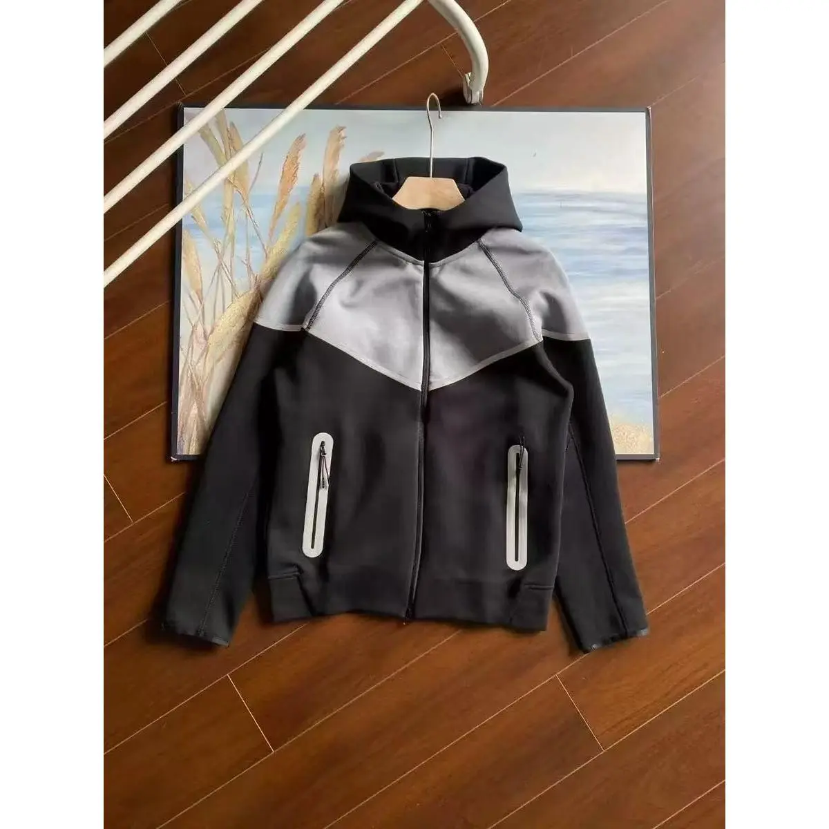 Grey patchwork black jacket
