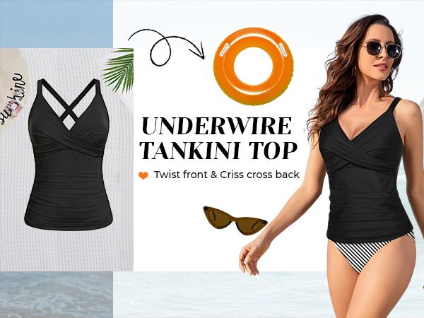 Tempt Me Women Underwire Tankini Top Only - Twist Front V Neck Bathing Suit Swim Top Tummy Control Cross Top 2026 Tempt Me Women Underwire Tankini Top Only - Twist Front V Neck Bathing Suit Swim Top Tummy Control Cross Top 2026