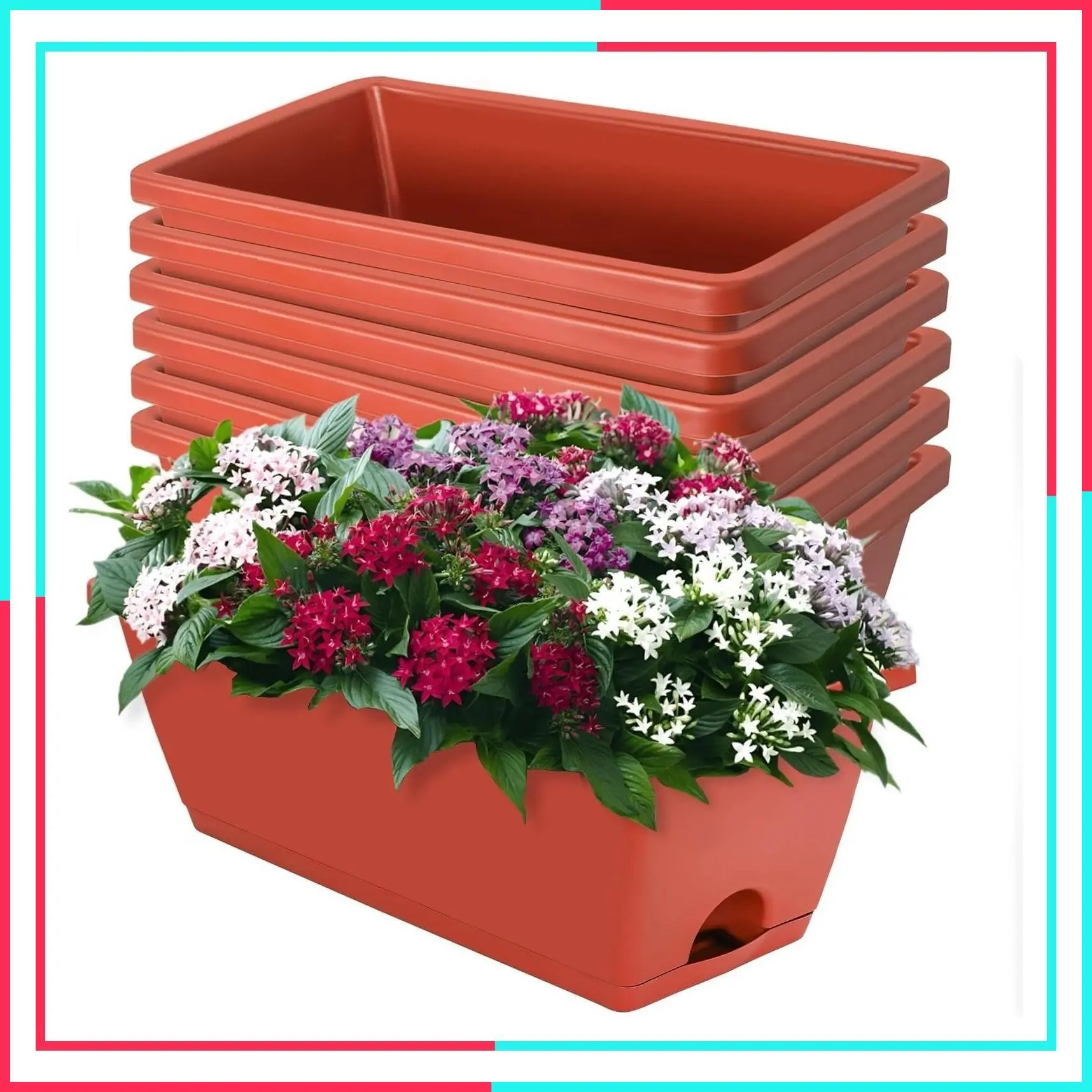 7 Pack Window Box Planter, Plastic Vegetable Flower Planters Boxes