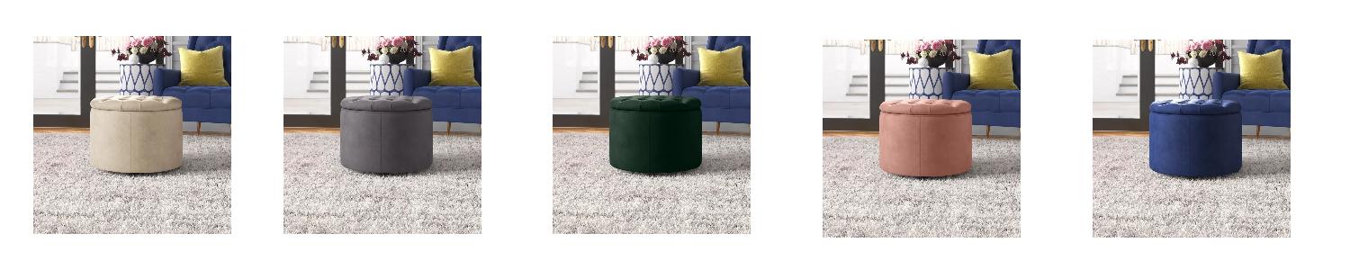 Baliaa 20'' Wide Velvet Tufted Round Storage Ottoman in Pink with Lift-Off Lid for Living Room Modern Design Comfy Home Interior Baliaa 20'' Wide Velvet Tufted Round Storage Ottoman in Pink with Lift-Off Lid for Living Room Modern Design Comfy Home Interior