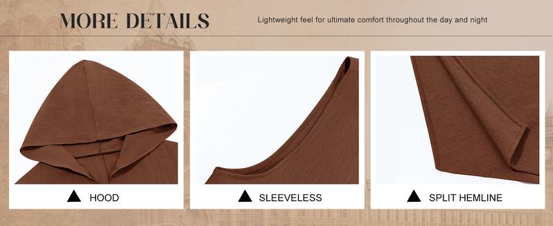 Runcati Mens Renaissance Costume Hooded Surcoat Medieval Knight Sleeveless Tunic Tops Tabard Viking Holloween Cloak Runcati Mens Renaissance Costume Hooded Surcoat Medieval Knight Sleeveless Tunic Tops Tabard Viking Holloween Cloak