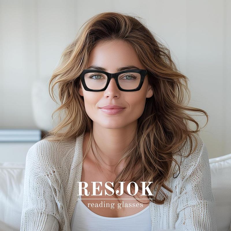 RESJOK 3 Pack Oprah Style Reading Glasses for Women Blue Light Blocking Square Fashion Readers with Spring Hinge Computer Eyeglasses