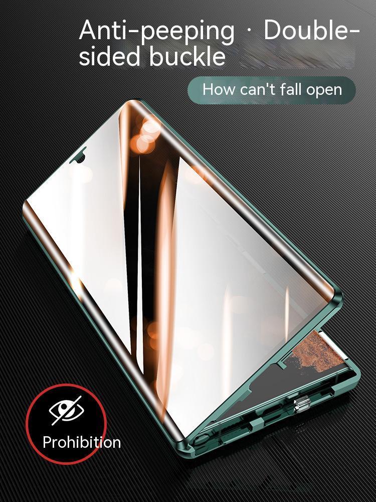 For Samsung Galaxy S25 S24 S23 S22 Ultra Plus Case 360° Anti Peeping Privacy Double Sided Glass Metal Magnetic Ultrathin Cover