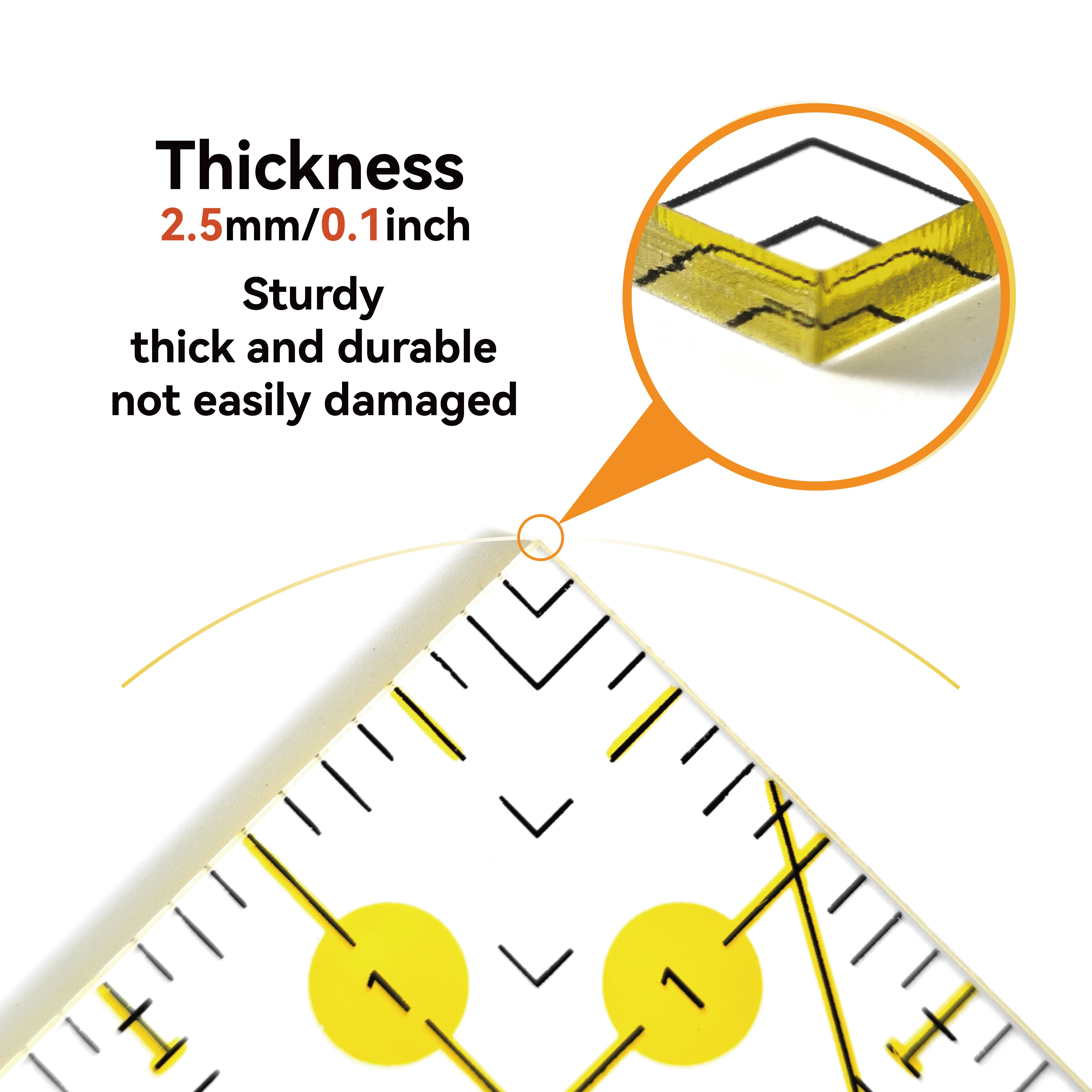 Acrylic Patchwork Ruler 6.5x12 Inches, Multi-Functional Sewing Measuring Tool, 30°/45°/60° Angle Lines, Best Gift for Quilters and Crafters