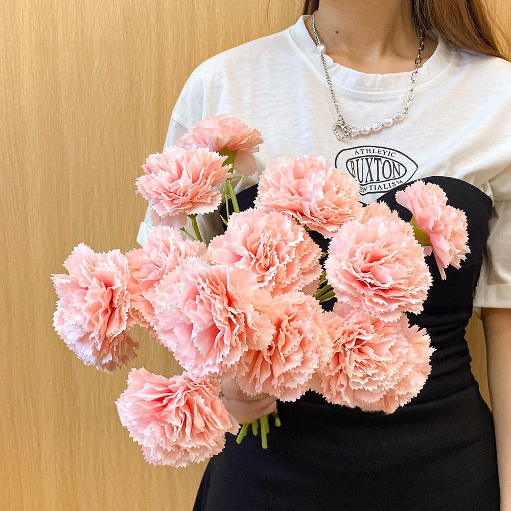 12 Artificial Carnations Colors, High Fidelity Fake Flowers, Perfect for Mother's Day Home Wedding Party Decor