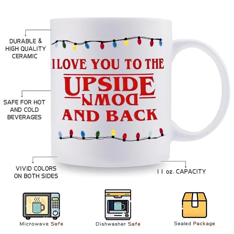 Fun Upside Down Coffee Mug, I Love You Reversed Ceramic Cup, Birthday Gift, Anniversary Present, 11oz/325ML