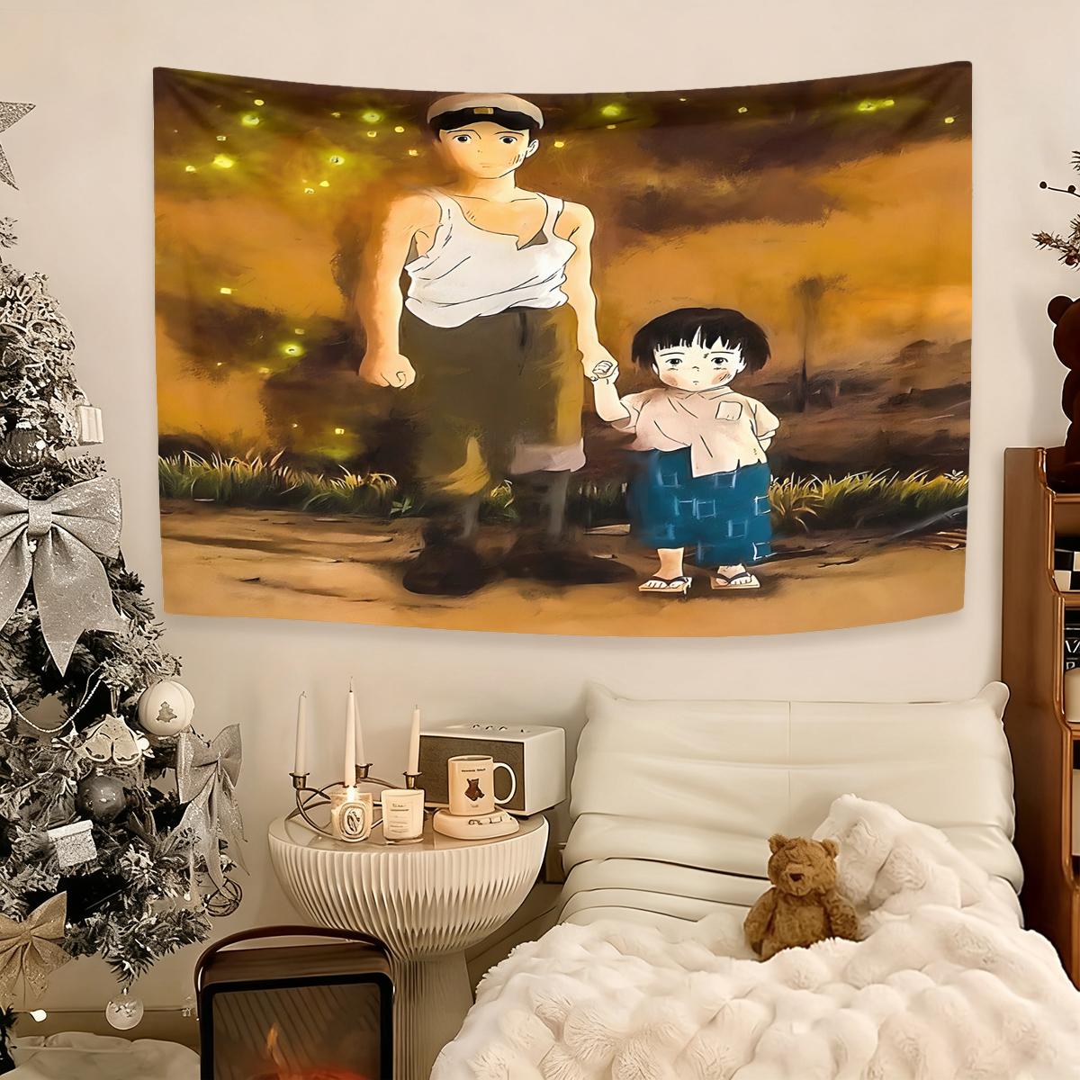 Grave of the Fireflies connection  Tapestry, Exquisite Patterns, Soft Fabrics, Perfect for Sofa or Bed Decoration, Comfortable Home Decoration, Bohemian Home Decoration