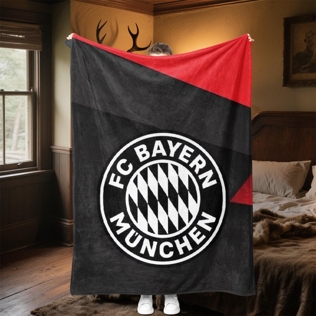 FC Bayern Munchen Printed Cute Cartoon Plush Blanket Suitable for All Seasons, Soft and Comfortable Sofa Mattress Office Outdoor Blanket Camping Travel Home Blanket Black Friday Christmas Gift C975