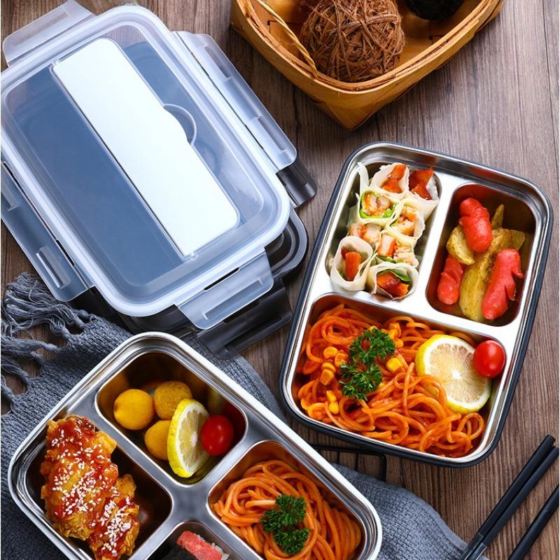 1pc 304 Stainless Steel Lunch Box, Portable Sealed Bento Box for Students & Adults, Large Capacity, Odor-Proof Compartments, Airtight Bento Boxes