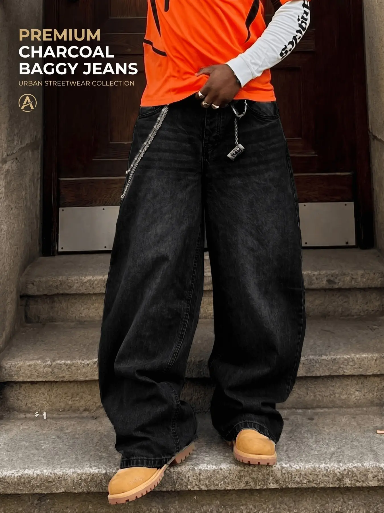 Men's Washed Loose Fit Wide Leg Jeans, Classic Style, Zipper Fly, All Seasons, Below the Knee, Plain Surface, Unlined Denim