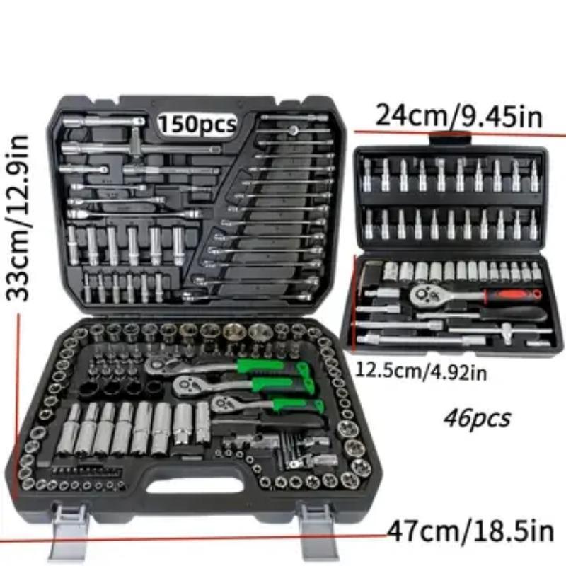 Multi-Function Car Repair Tool Kit, Upgraded 46 & 216 Set, Includes Hex Wrenches, Ratchets, Screwdrivers, Ideal for DIY Enthusiasts