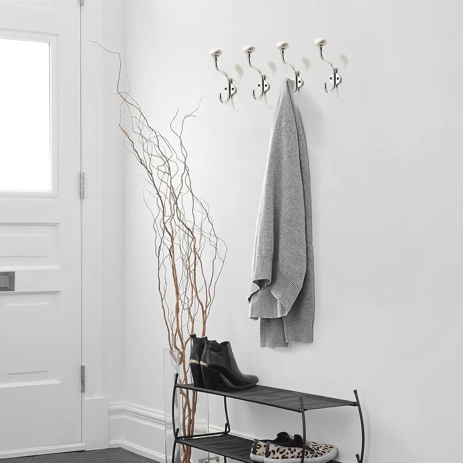 khtumeware 5-Pack Zinc Alloy Polished Nickel Coat Hooks Modern, Simple and wall Decoration Towel Robe Hooks Bedroom Ceramic Coat Hooks Suitable for Living Rooms, homestays and Hotels mudroom Hooks