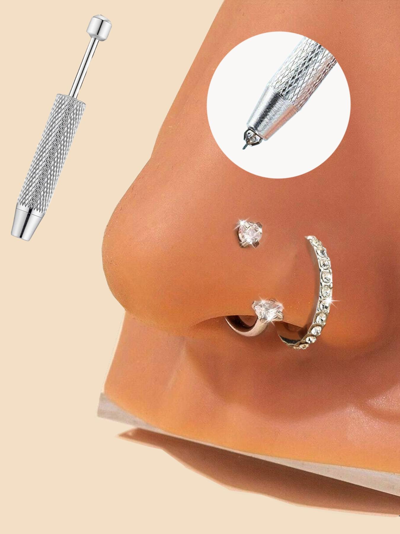 16g Surgical Steel CZ Cube Nose Rings, U-pivot Ear Cartilage Stud Jewelry for Women & Men, Trendy All-match & Exquisite Jewelry for Birthday Gift