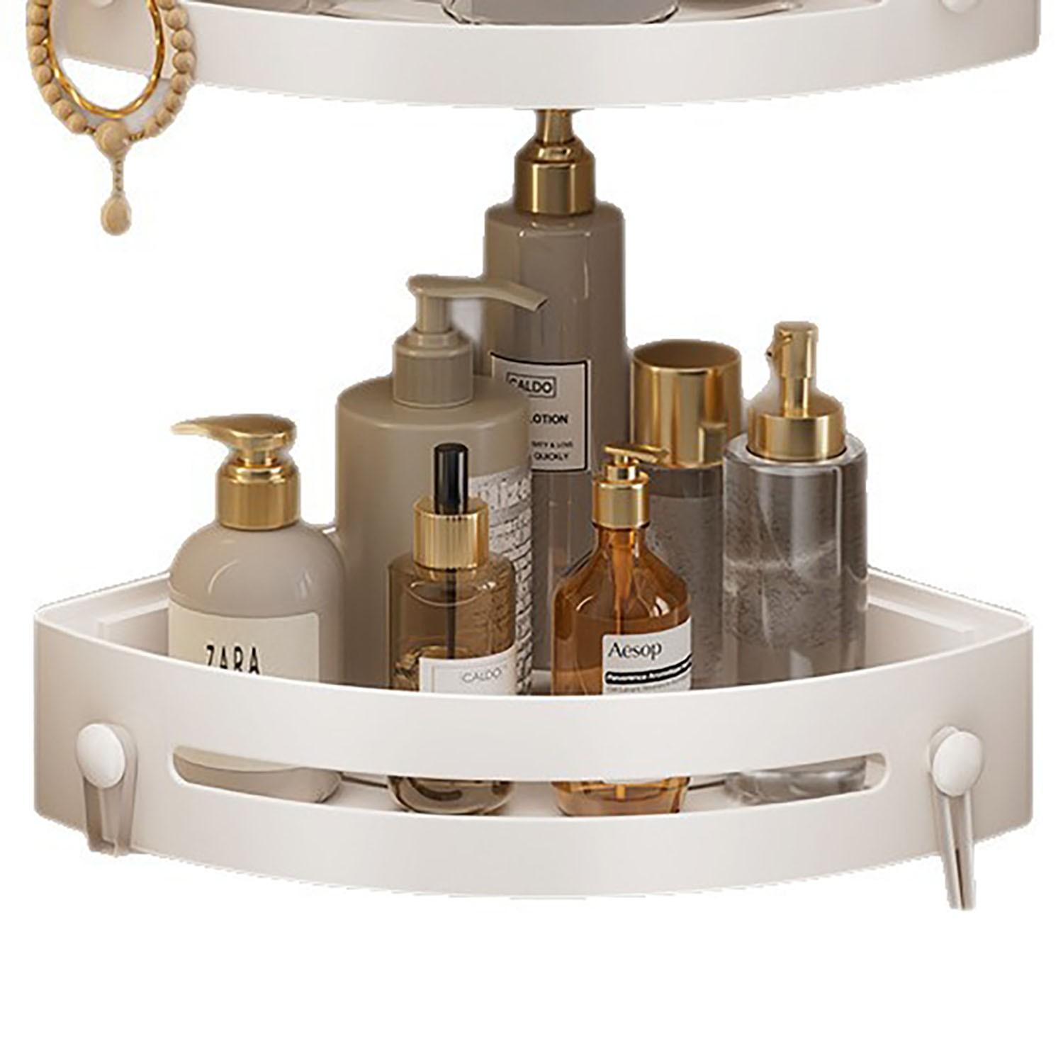 Corner Shower Rack, No-Drill Suction Cup Corner Shelf, Rustproof Abs Plastic Wall-Mounted Bathroom Organizer, Space-Saving Shower Caddy