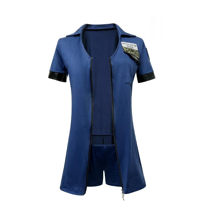 2025 Women's Halloween Cosplay Polyester Temptation Zipper Police Uniform, Carnival Party Game Outfit, Fashion Clothes & Accessories Set with Short Rompers