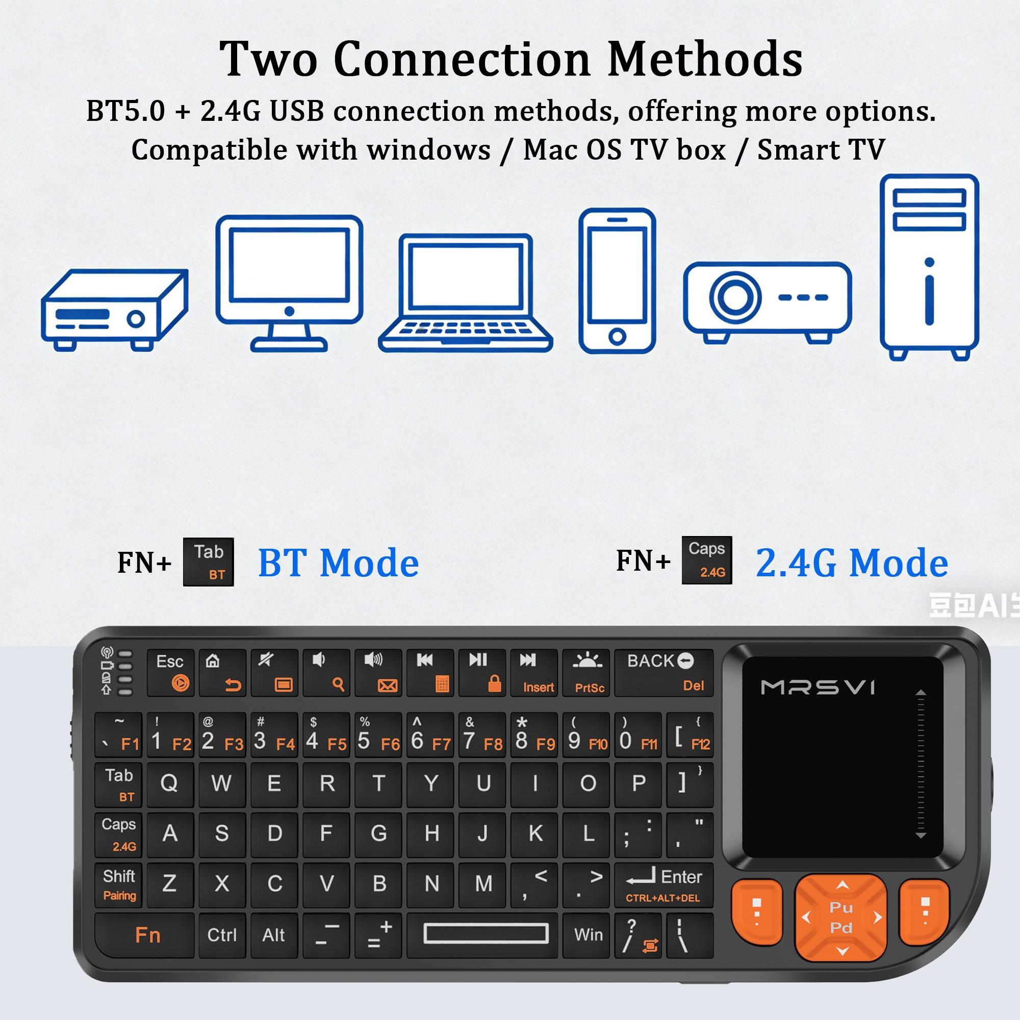 Bluetooth-compatible Mini Backlit Keyboard with Touchpad, Rechargeable Wireless Keyboard for Office and Entertainment, Compatible with PC, Smart TV, Notebook and Projector