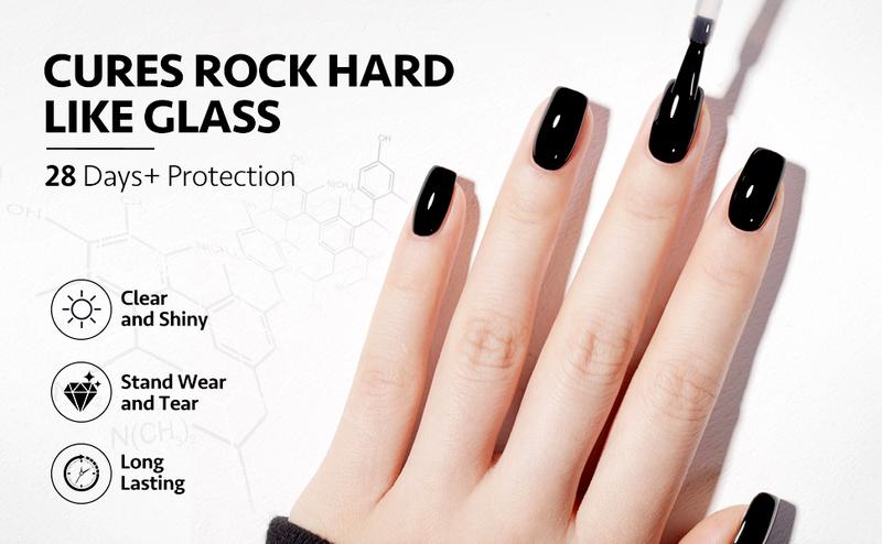 GAOY 16ml 2 Pcs Glassy Gel Top Coat and Base Coat Set Holiday Gift Pick,No Wipe Foundation Combination for UV Light Cure Nail Polish