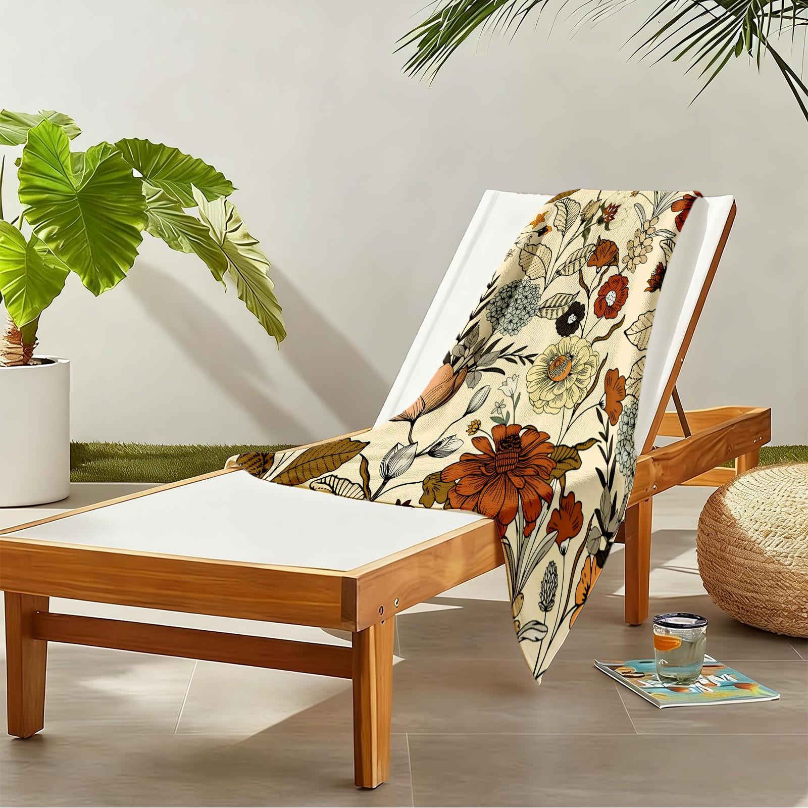 Bohemian Vintage Floral Beach Towel, Hand-painted Ethnic Totem Design, Quick Dry Absorbent Soft Skin-friendly, Ideal for Summer Beach Vacation Pool Party Use