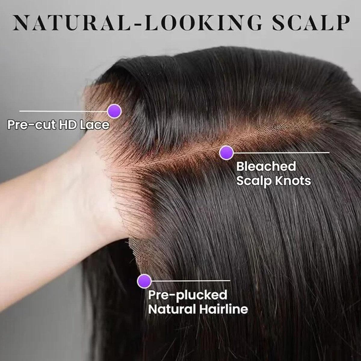 Glueless Staight Short Bob Wig 5x5 Pre Plucked Hairline Pre-Cut  Lace Wig 180% Density HD Transparent Lace Closure Wigs Human Hair for Black Women Short Straight Bob Wigs No Glue Lace Closure Wigs Beginner Friendly Gift for Girlfriend/Wife/FamilySpringtok