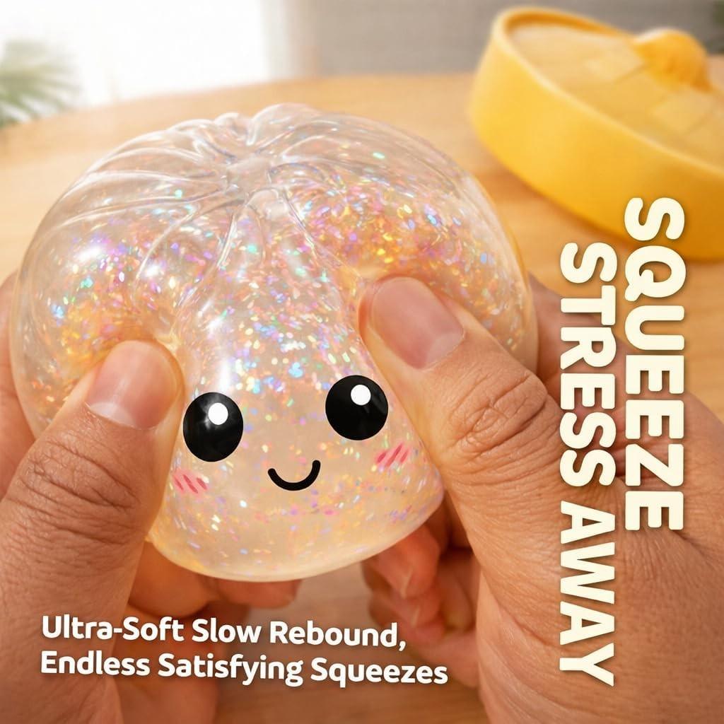 Stress Relief Toy Colorful Dumpling Decompression Ball, Sensory Stress Relief Toy, Squeezeable Doughball, Hand Pressure Reliever, Stress Relief Gadgets
