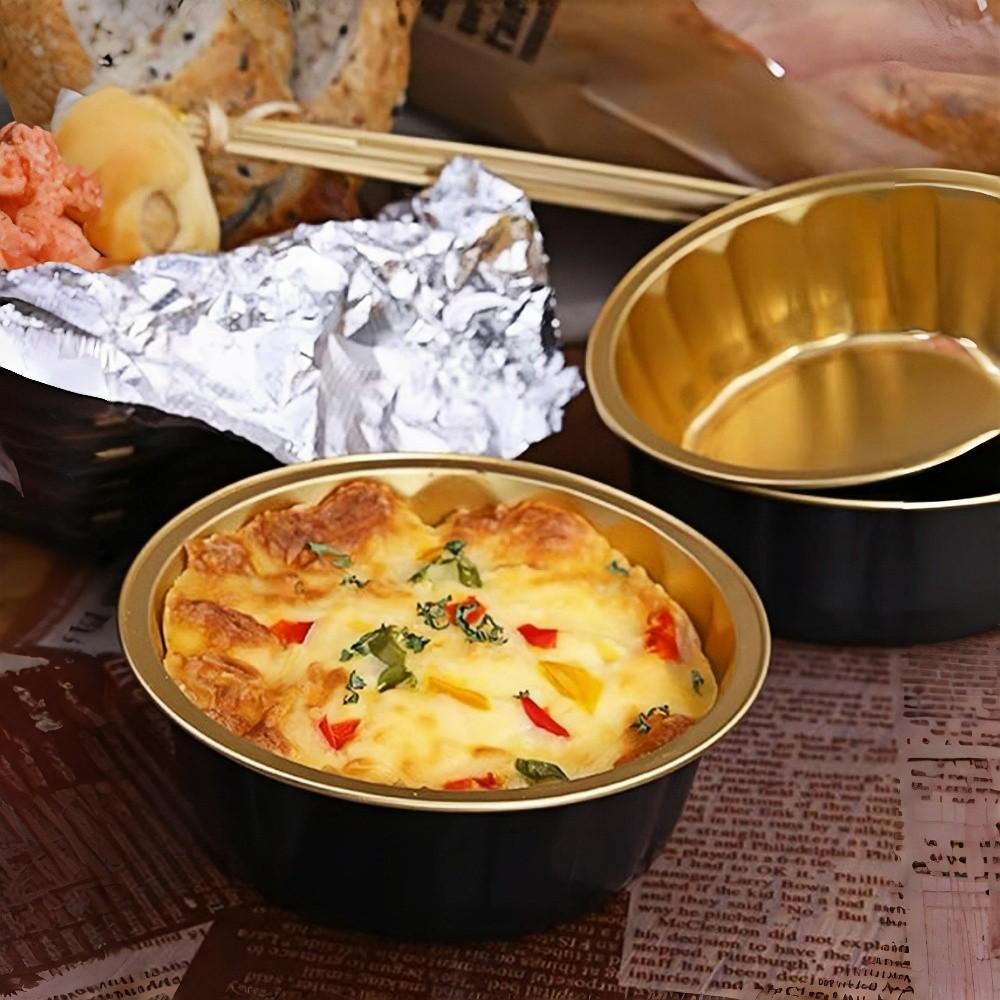 25PCS Aluminum Foil Lined Baking Cups with Lid, Disposable Mini Cake Cups, Muffin Mold, Pudding Mold, Wedding, Party, Dessert Container