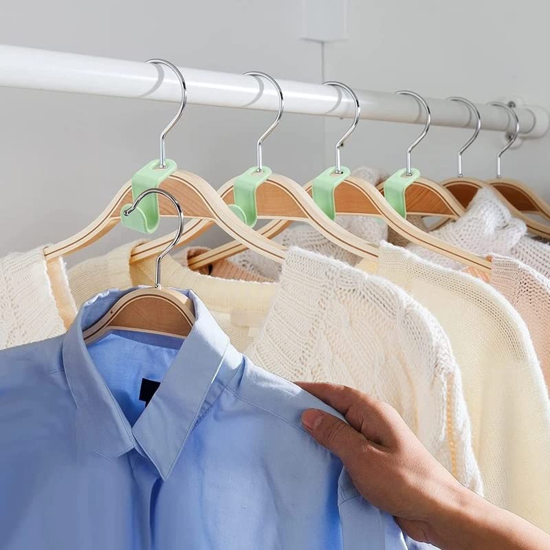 Clothes Hanger Connector Hooks, Plastic Hooks Cascading Hanger Hooks Hanger Extender Clips for Heavy Duty Hangers Space Saving and Clothes Closet Wardrobe Organizer - Blend Color wood drying tools Hanging Wooden