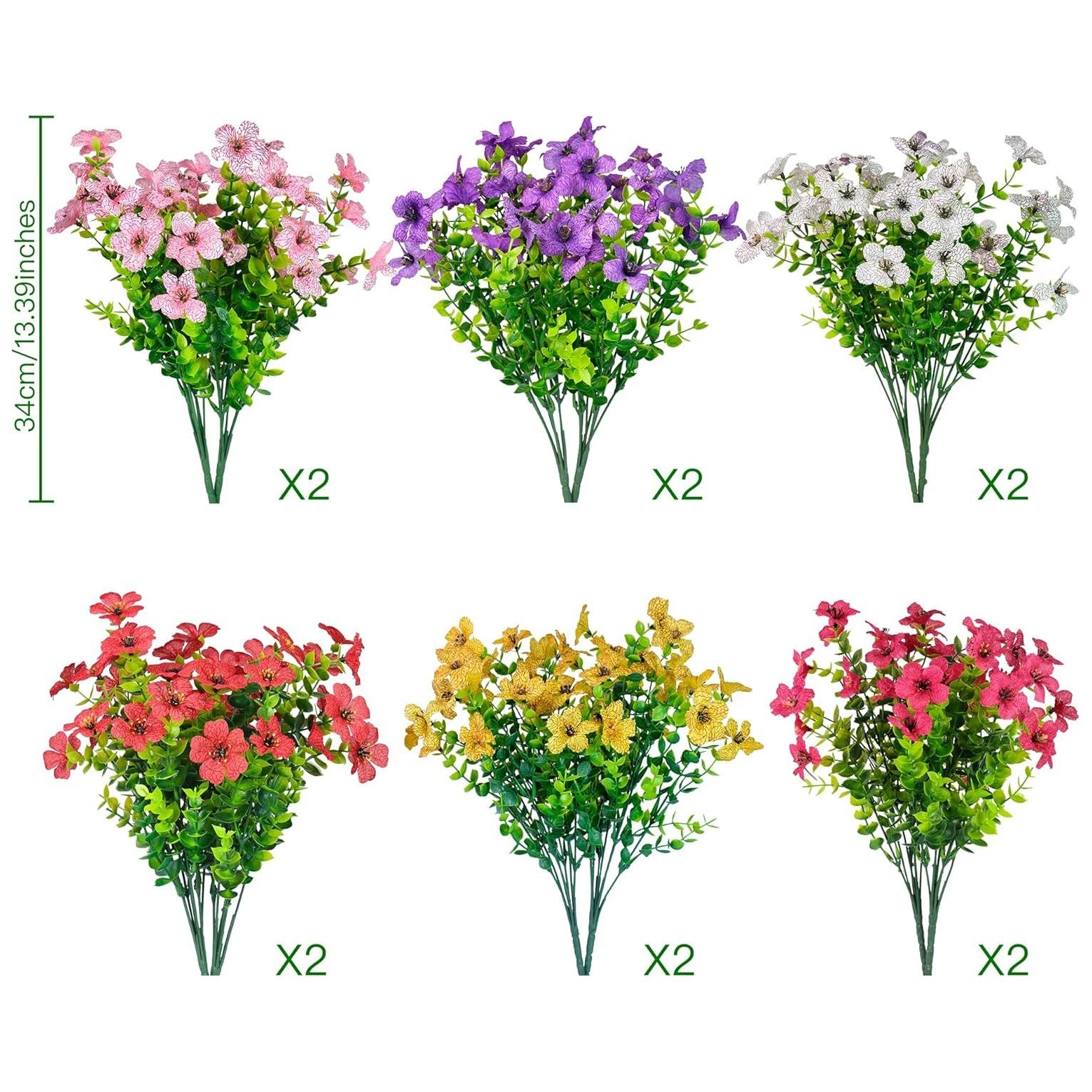 Artificial Flower (12pcs/set), Faux Flower, Fake Flower For Home Garden Decor, Colorful Artificial Flower For Outdoor Indoor Decoration, Artificial Flowers For Outside