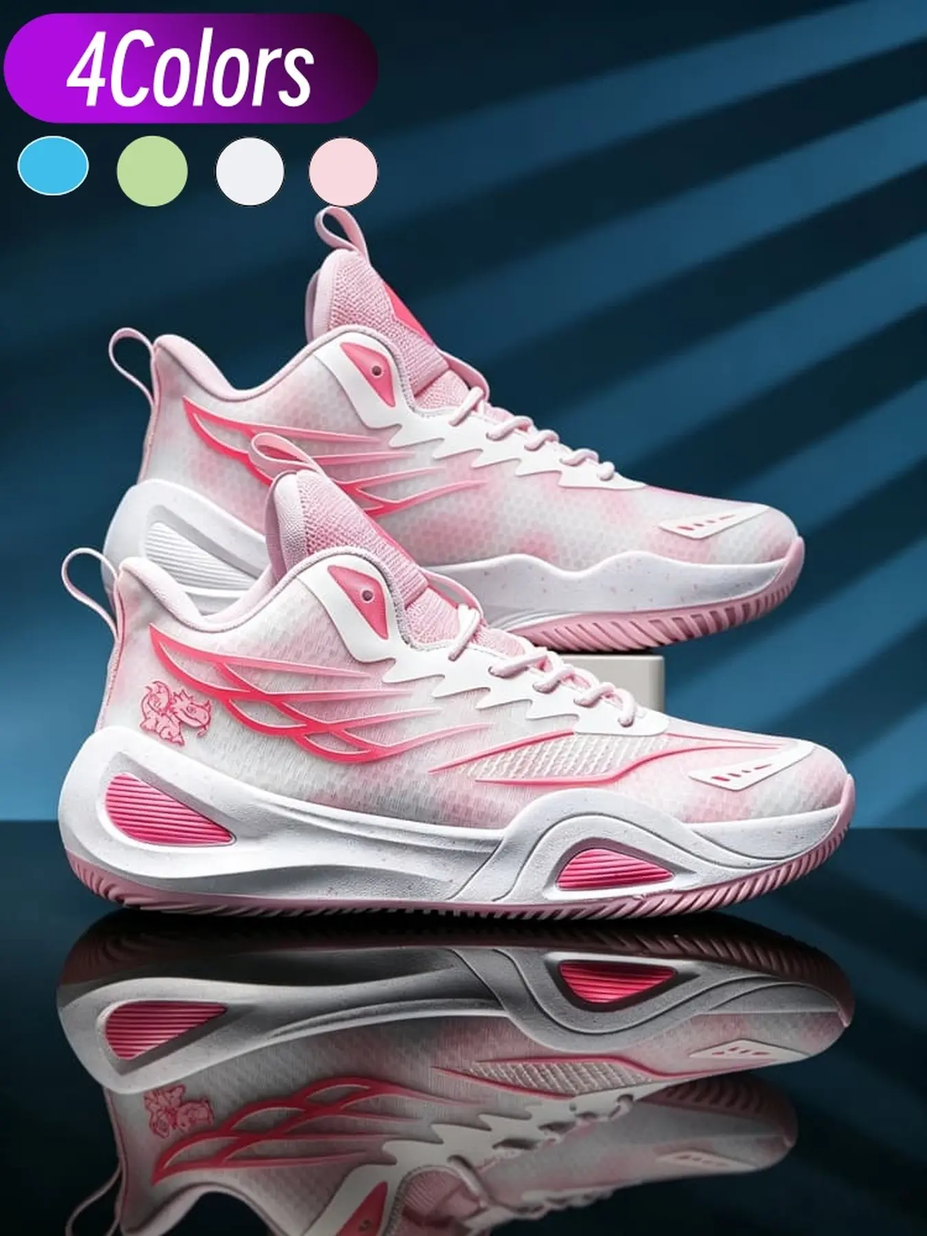Unisex high top basketball shoes breathable woven mesh upper trendy practical style gradient art print torsion support anti slip outsole for indoor and outdoor court basketball activities