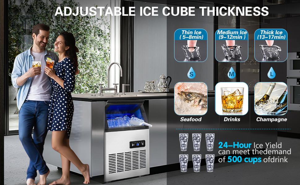 110LBS/24H Commercial Ice Maker Machine Stainless Steel Freestanding Ice Machine 28LBS Storage Capacity 2 Water Inlet Modes Kitchen Utensils, Portable Countertop ice machine ice maker Cube Set CIM40-1 110LBS/24H Commercial Ice Maker Machine Stainless Steel Freestanding Ice Machine 28LBS Storage Capacity 2 Water Inlet Modes Kitchen Utensils, Portable Countertop ice machine ice maker Cube Set CIM40-1