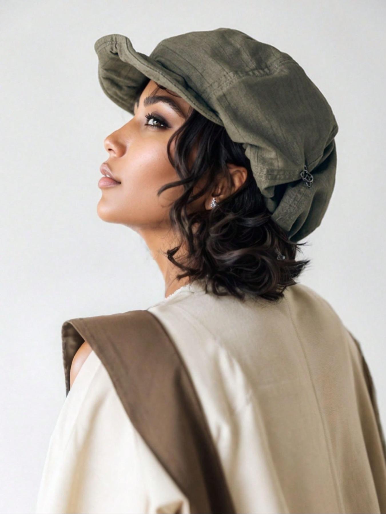 Retro Artistic Style Newsboy Cap, Large Size Slouchy Style Versatile Breathable Hat, Perfect for Spring, Adjustable Stylish Hat