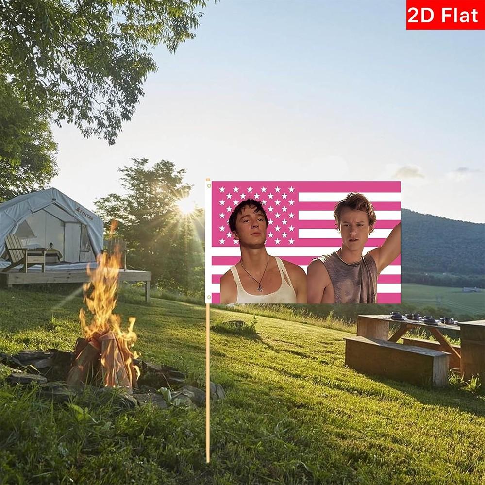 2D Flat Banner 1pc, Jj and Rafe Tapestry, Fun Outer Banks Flag, Polyester Banner, University Dorm Room Bedroom Outdoor Party Decor, No Power Needed