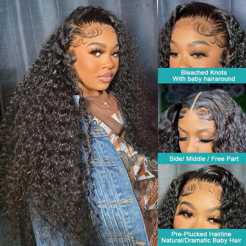 Bling Hair Deep Wave 13x6 Lace Frontal Wig 180% Density Hd Transparent Lace 13x4 Kinky Curly Lace Frontal Human Hair Wigs For Women
