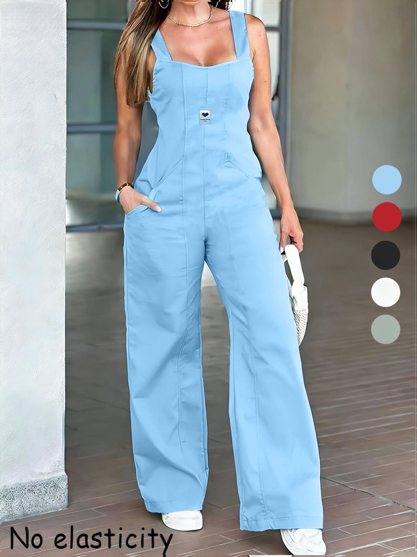New Spring Autumn Women's Overalls, Sleeveless, Womenswear, Vintage, Cool & Minimalist Style, Casual Fitted Pants, Plain Pattern, All Seasons Wear New Spring Autumn Women's Overalls, Sleeveless, Womenswear, Vintage, Cool & Minimalist Style, Casual Fitted Pants, Plain Pattern, All Seasons Wear