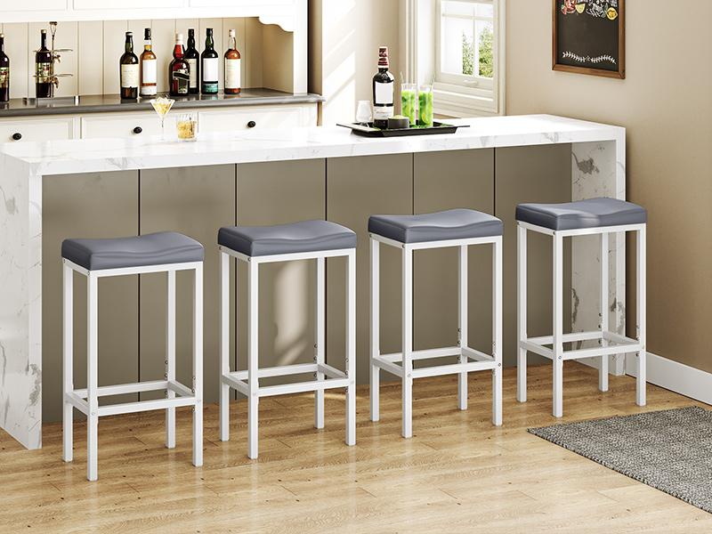 HOOBRO Bar Stools, Set of 2 Bar Chairs, Counter Height Stools, Saddle Stools with Curved Surface, Kitchen Stools, 24.8 Inches, 2.4" Thick Upholstery, for Kitchen, Dining Room, White and Gray#springtok#SpringSale #BigSpringSale