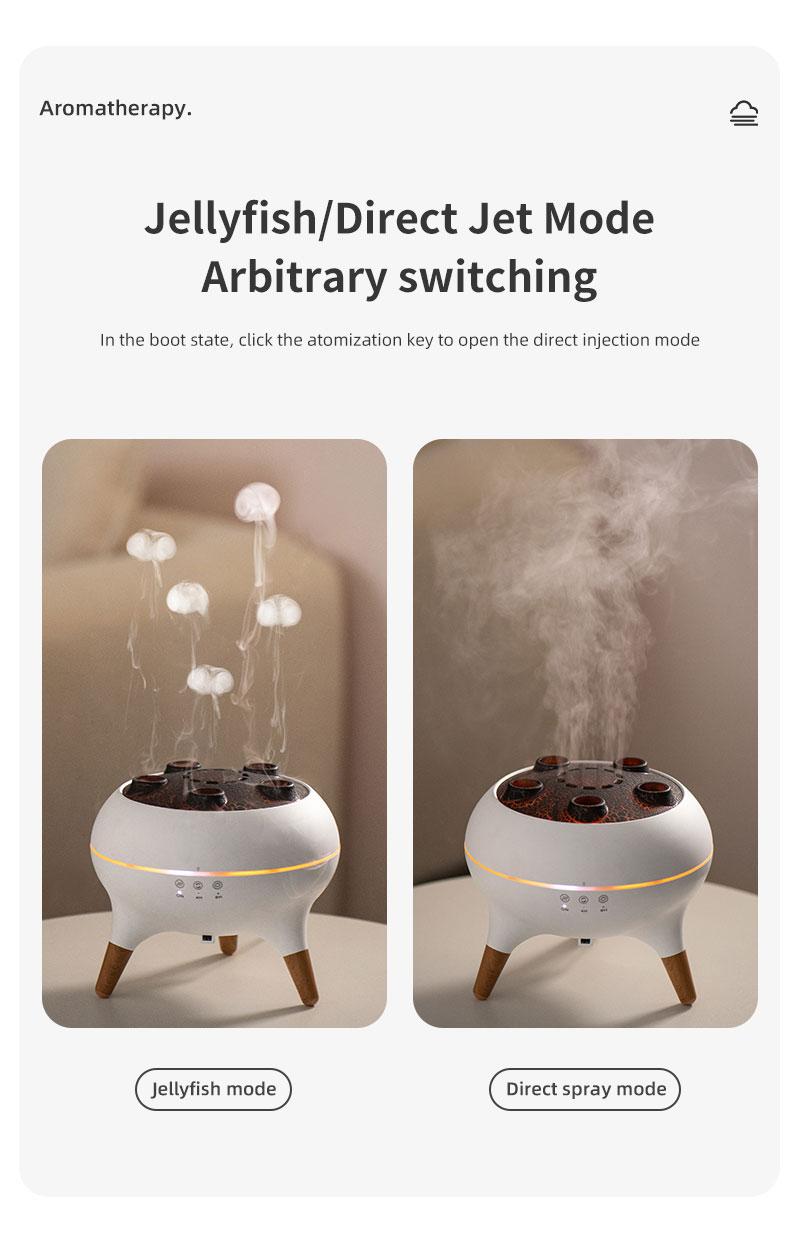 Dynamic Multi-Spray Aromatherapy Machine Desktop Flame Humidifier Household Large Fog Colorful Light with Remote Control Jellyfish Diffuser