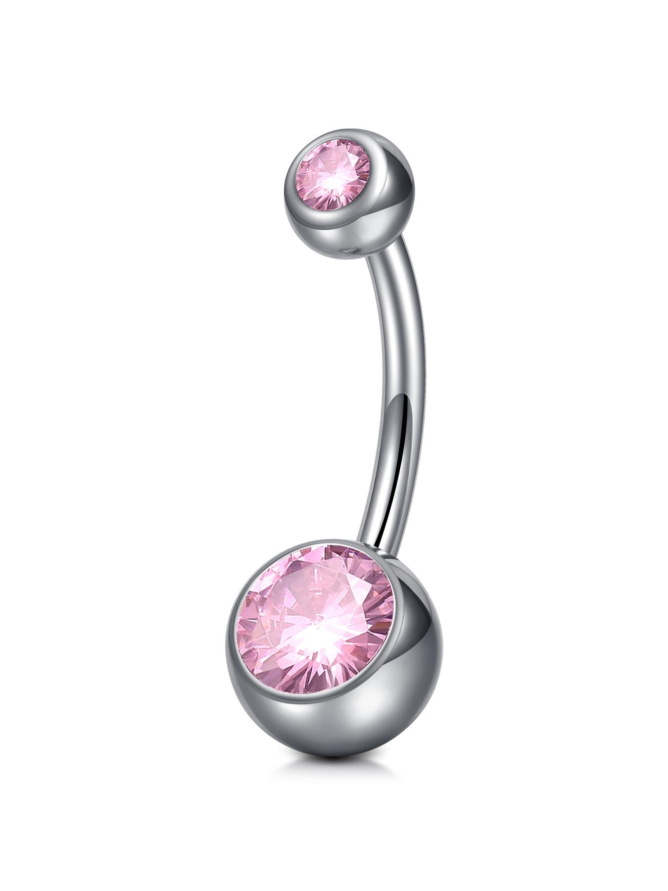 14Gauge Belly Button Rings, G23 Titanium Alloy Cubic Zirconia Navel Barbell Rings Body Piercing Jewelry 6/8/10/12/14/16mm