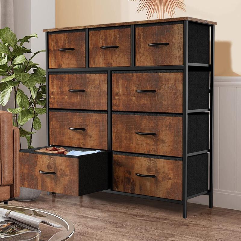9 Drawer Dresser for Bedroom, Fabric Tall Dressers & Chests of Drawers, Organizer Storage Tower for Bedroom, Living Room, Hallway, Closet, Girls, Bedroom Furniture, Dresser Cabinet, Storage Shelf