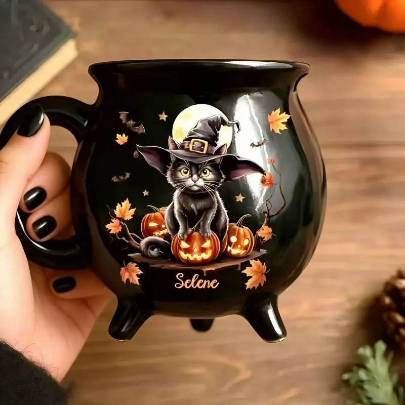 New Witch Cauldron Mug, Witch Halloween Cauldron Ceramic Coffee Mug Witch Magic