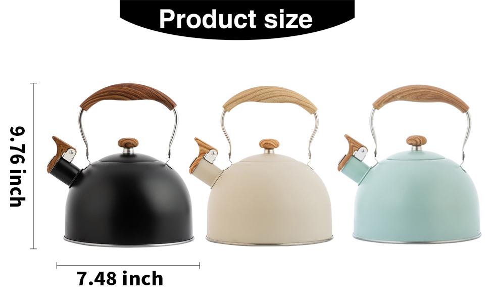 Whistling Tea Kettle Tea Pots 2.5L, Stainless Steel Kettle with Wood Pattern Folding Handle, Whistle Kettle for Tea Coffee