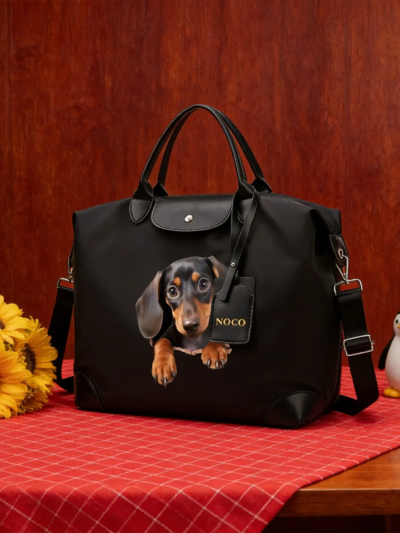 Dachshund Pattern Crossbody Bag, Stylish Tote Bag, Casual Shoulder Bag, Large‑capacity Handbag, Adjustable Shoulder Strap, Wearable As Crossbody or Hand‑held, Suitable for Work and Daily Commuting, An Ideal Gift.