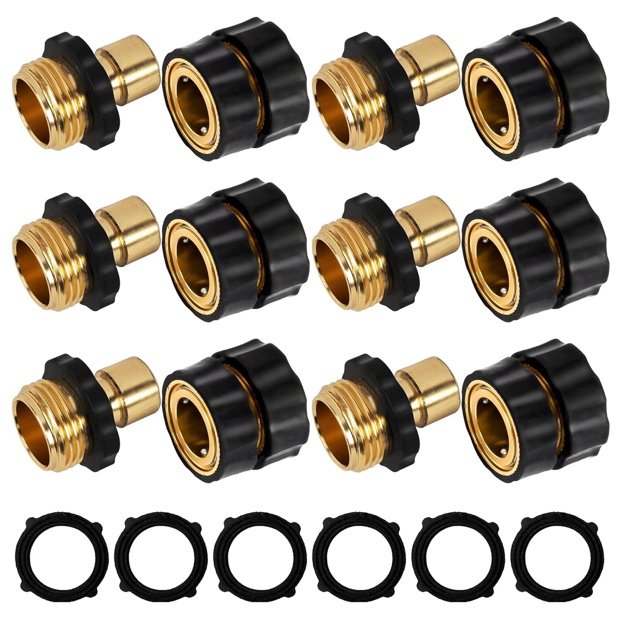 6 Pack / 12 Pack 3/4 Inch Garden Hose Quick Connect, Quick Connect Garden Hose Fittings, Male and Female Water Quick Release Hose Connector