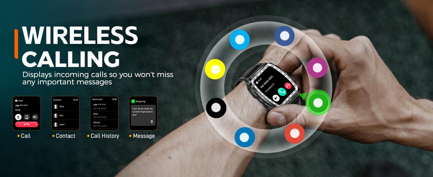 Smartwatch with LED/ UV Flashlight 5ATM Waterproof Smart Watches with Wireless Calling 100+ Sports Modes Diving Watch Multifunctional Digital Watch Gifts for Men