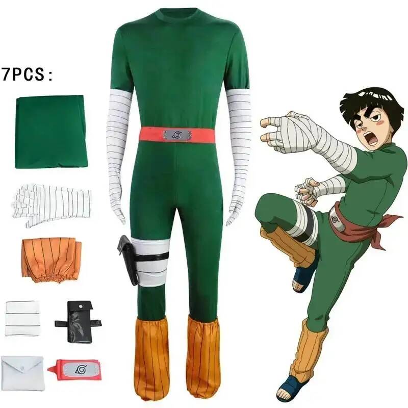 Aboutcos Anime Rock Lee Cosplay Costume Jumpsuit Outfits Halloween Carnival Suit