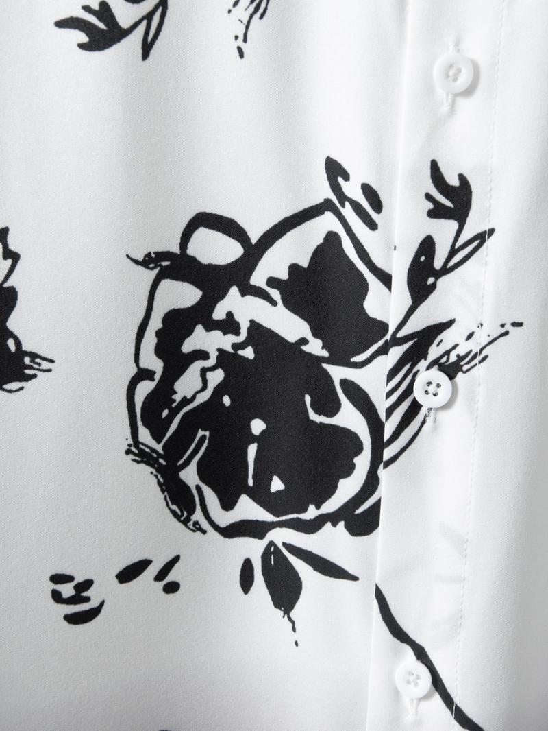 Men's Ombre Floral Print Button Front Shortsleeve Shirt, Regular Fit Streetwear Casual Short Sleeve Stand Collar Top, Summer Clothes for Daily Wear, Summer Clothes, Menswear, Button Up Shirt