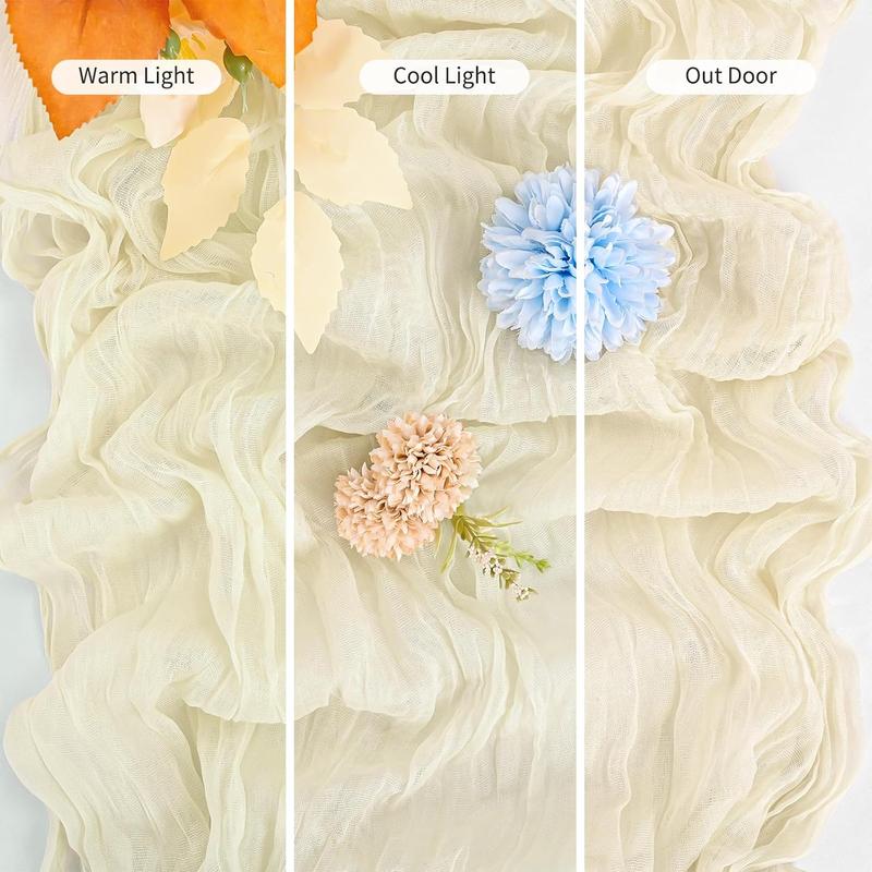 6/10/15/24 Pack Cheesecloth Table Runner 17 x 108 Inch Gauze Table Runner Fall Thanksgiving Boho Rustic Farmhouse Fabric Semi Sheer Cheese Cloth Table Decor Bulk for Rustic Romantic Wedding Baby Shower Party Table Holiday Decoration