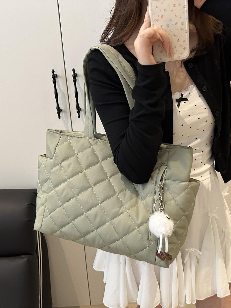 Women's New Large Capacity Lightweight Quilted Tote Bag, Casual Fashion Handheld Shoulder Bag, Perfect for Daily Use, Work, Commuting
